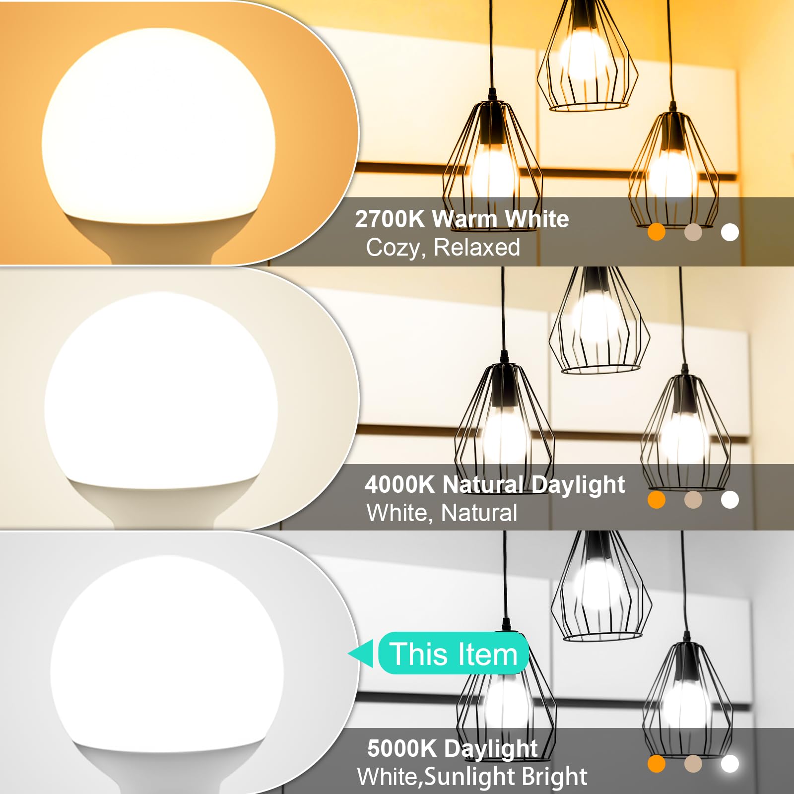 G25 Globe Light Bulbs, 8 Pack LED Vanity Light 5000K Daylight for